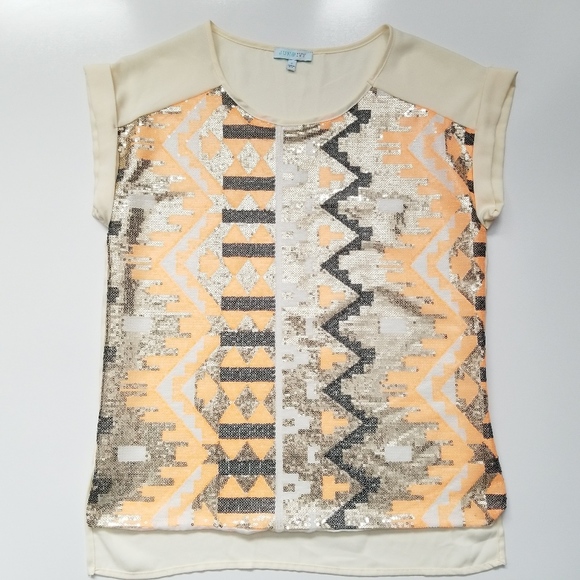 Francesca's Sequinned Top Shirt High Low Size S - Picture 5 of 8